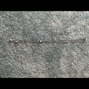 Dark silver lariat necklace w/clear stone accent